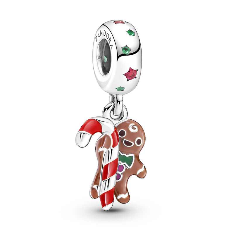 Pandora Gingerbread Man Enamel & Crystal Dangle Charm image number 1