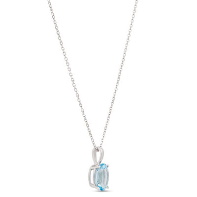 Oval Aquamarine Pendant, 14K White Gold