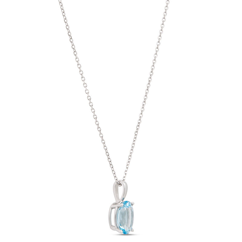 Oval Aquamarine Pendant, 14K White Gold image number 1