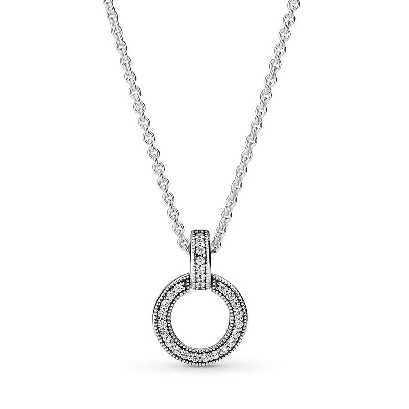 Pandora Double Circle CZ Pendant & Necklace image number 1