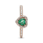 Pandora Sparkling Elevated Green Crystal Heart & CZ Ring