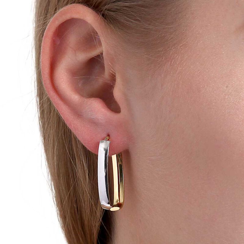 Two-Tone Bypass Hoop Earrings 14K image number 1