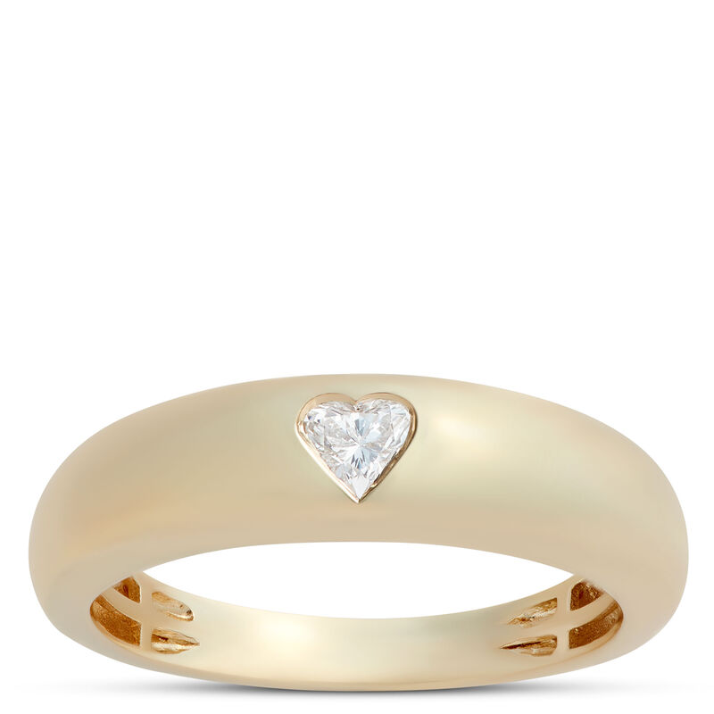 Flush Set Heart Shaped Diamond Ring, 14K Yellow Gold image number 0