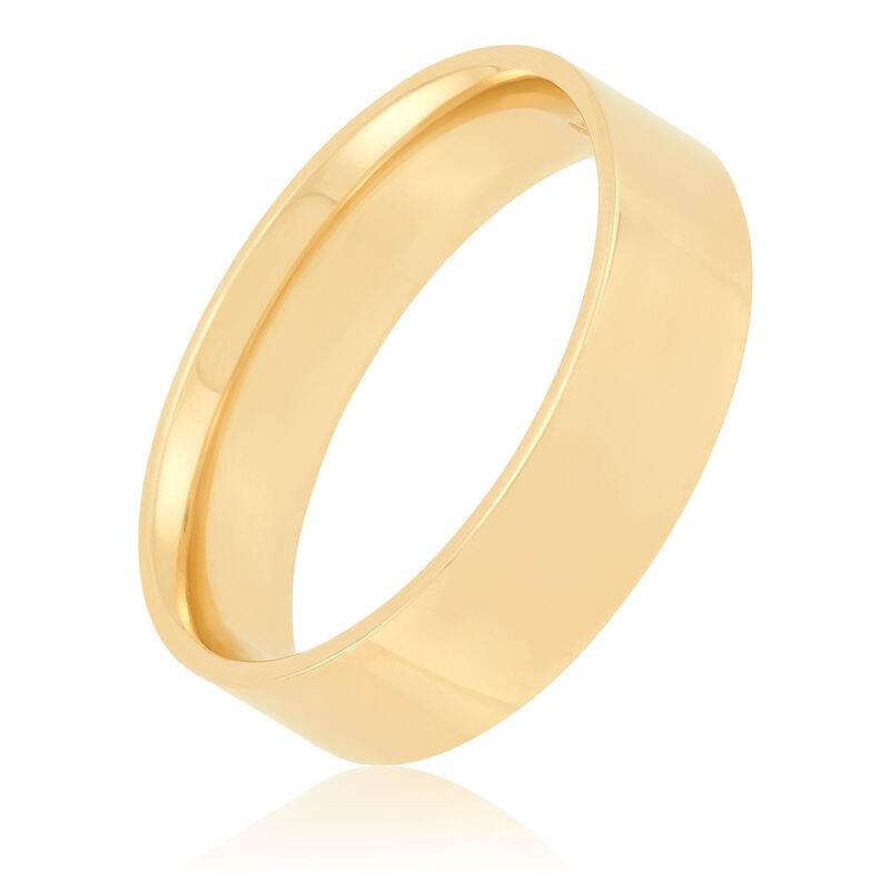 Yellow Gold Polished Pipe Comfort Fit 6mm Band 18K image number 0