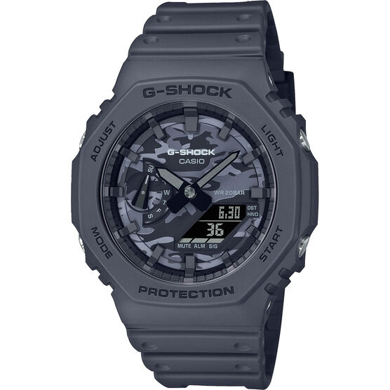 G-Shock Analog Digital Watch Black Strap Camo Dial, 48.5mm
