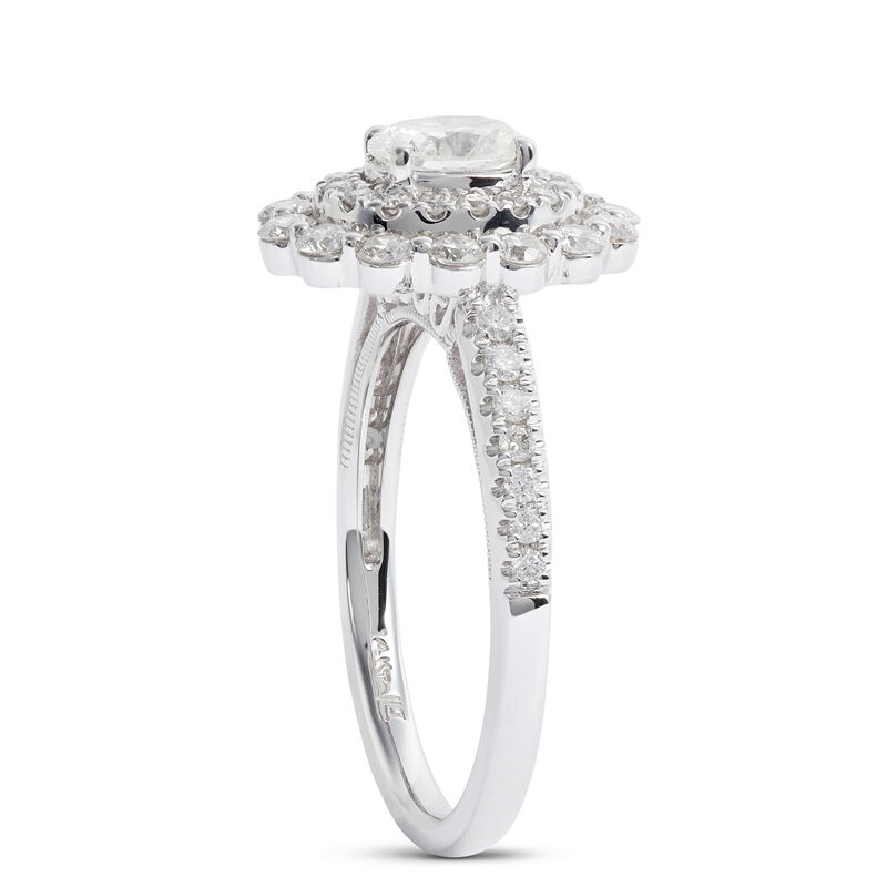 Oval Cut Halo Diamond Ring, 14K White Gold image number 1