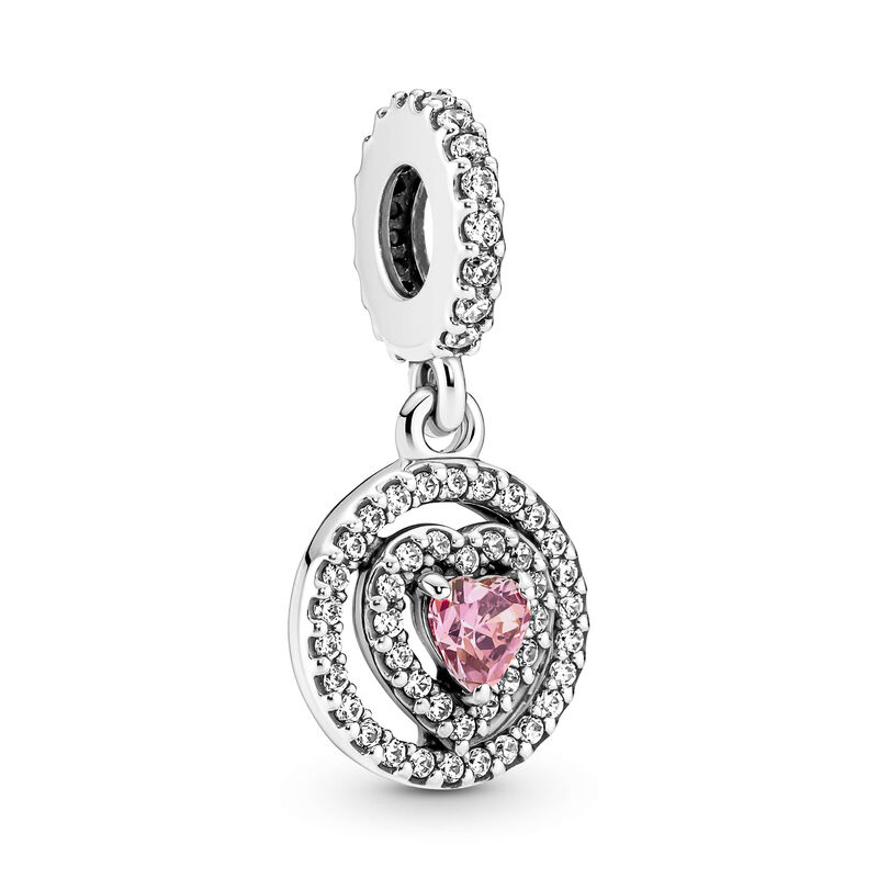 Pandora Sparkling Double Halo Heart Dangle Charm image number 1