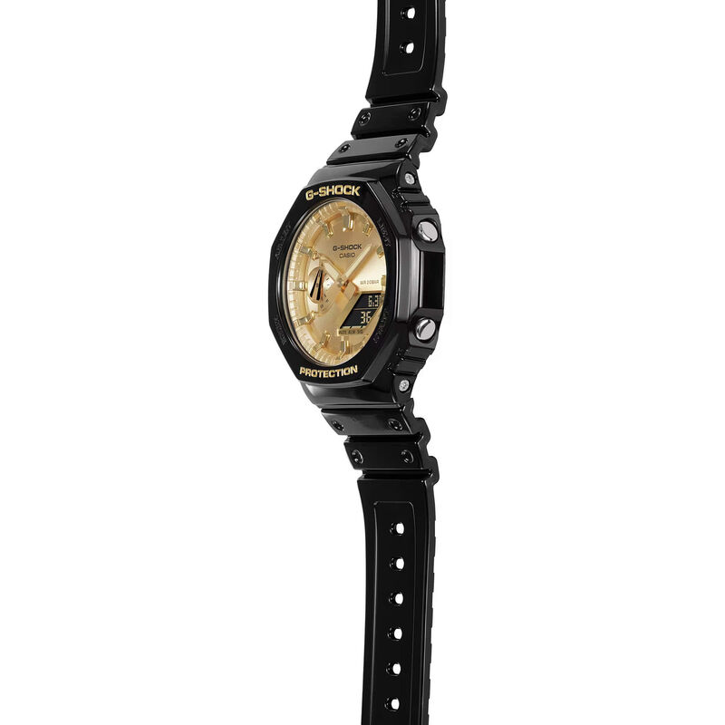 G-Shock 2100 Series Watch Gold-Tone Dial Black Resin Strap, 48.5mm image number 2