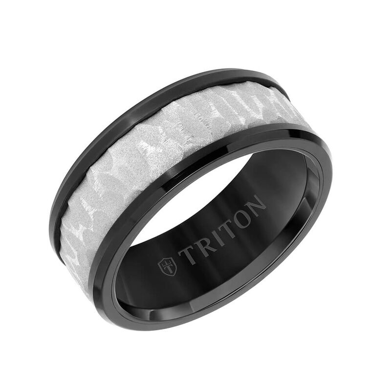 TRITON Contemporary Comfort Fit Sandblasted Finish Band in Tungsten, 9 mm image number 0