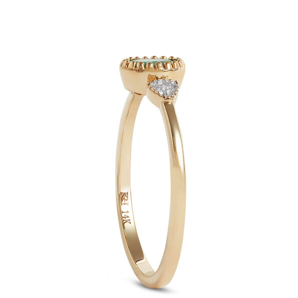 Oval Cut Emerald and Diamond Ring, 14K Yellow Gold