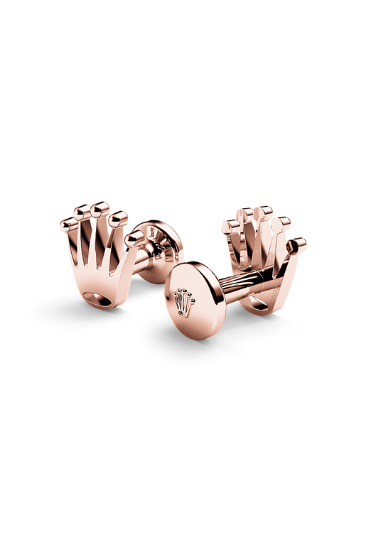 Rolex Crown cufflinks, 18 kt Everose gold, A1015