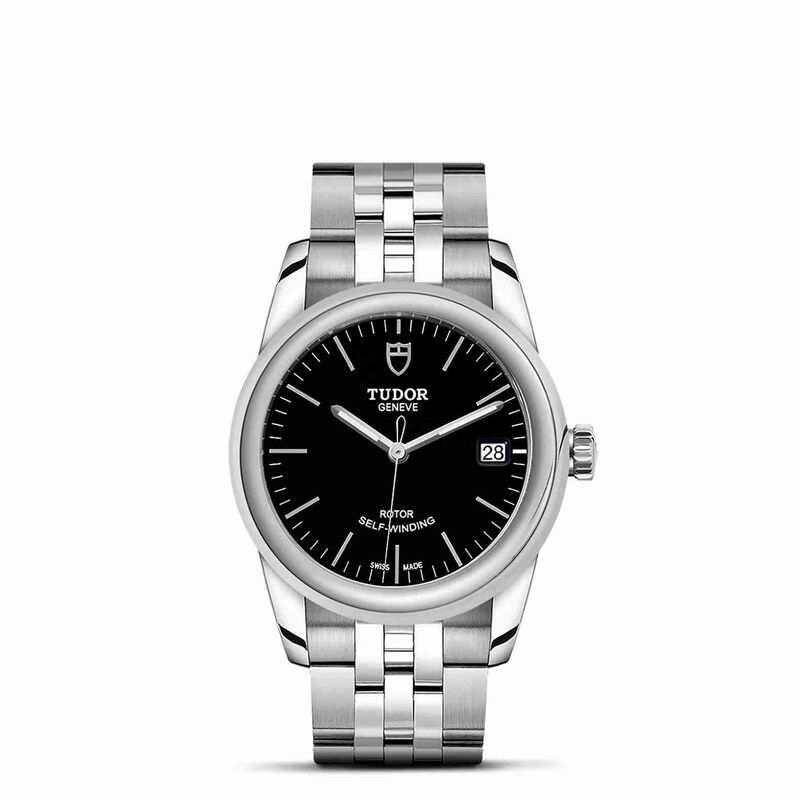 TUDOR Glamour Date Watch Steel Case Black Dial Steel Bracelet, 36mm image number 0