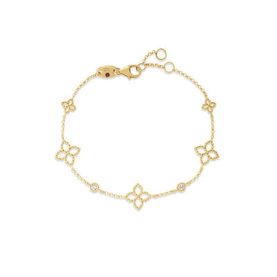 Roberto Coin 18K Yellow Gold Principessa Diamond And Flower Station Bracelet