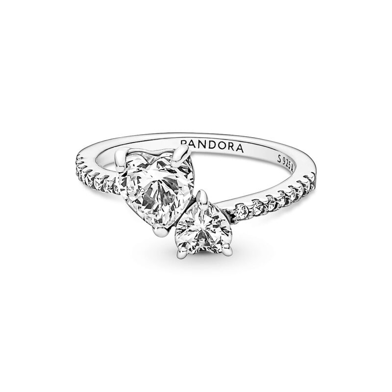 Pandora Double Heart Sparkling Ring image number 1