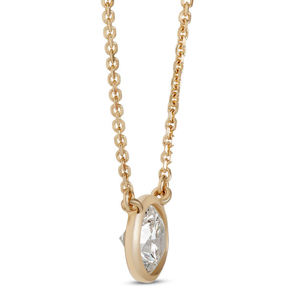 Bezel-Set Solitaire Diamond Necklace, 18K Yellow Gold