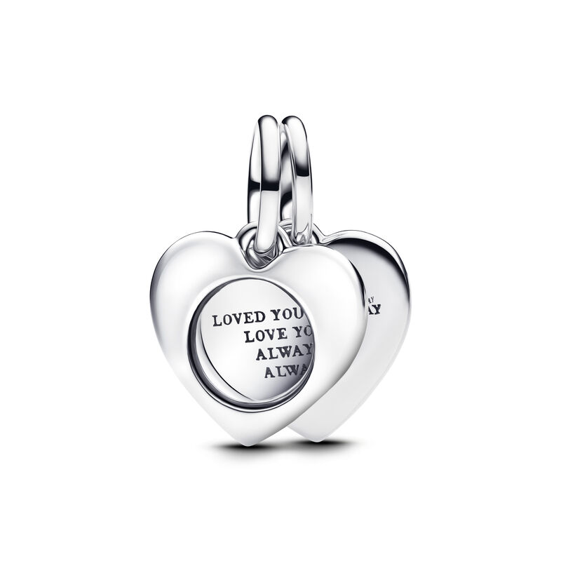 Pandora Engravable Heart Magnifying Glass Double Dangle Charm image number 0