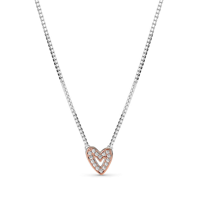 Pandora Sparkling Freehand Heart CZ Necklace image number 1