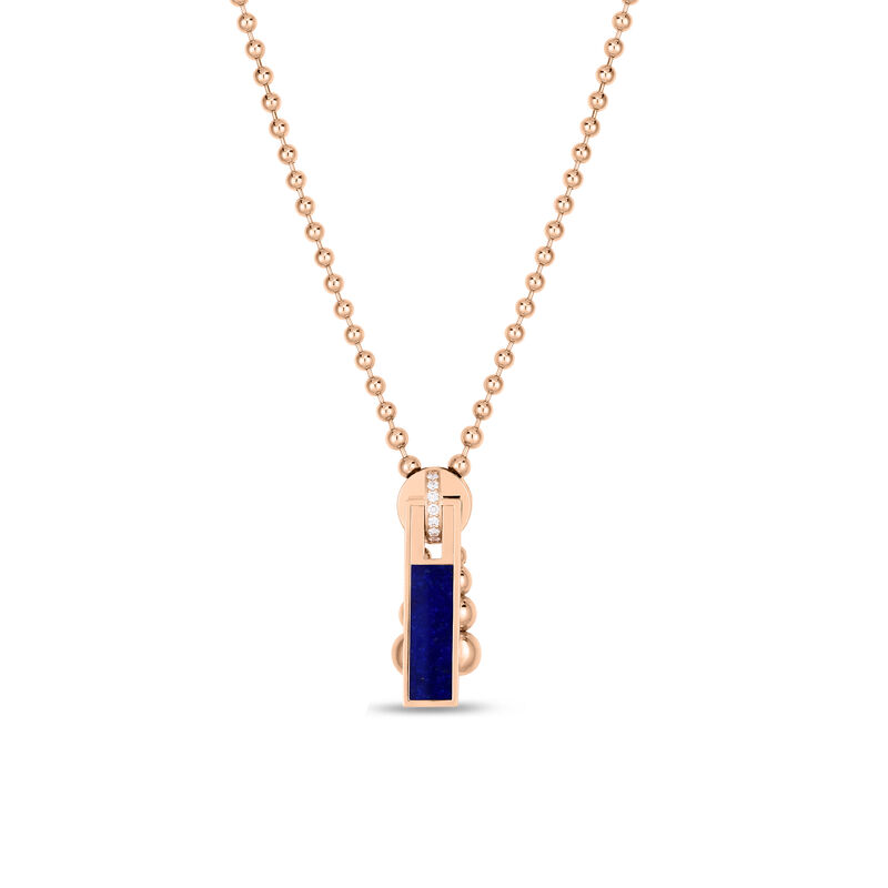 Roberto Coin Art Deco Lapis & Diamond Zipper Necklace 18K Rose Gold, 18 Inches image number 0