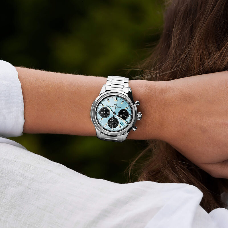 Norqain Freedom 60 Chrono Limited Edition Watch Ice Blue Dial Steel Bracelet, 40mm image number 1