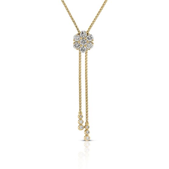 Diamond Cluster Bolo Necklace 14K