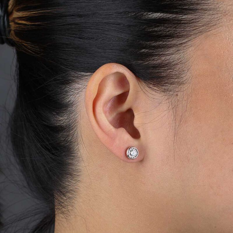 Faceted Bezel Set Diamond Earrings 14K, 1/2 ctw. image number 1