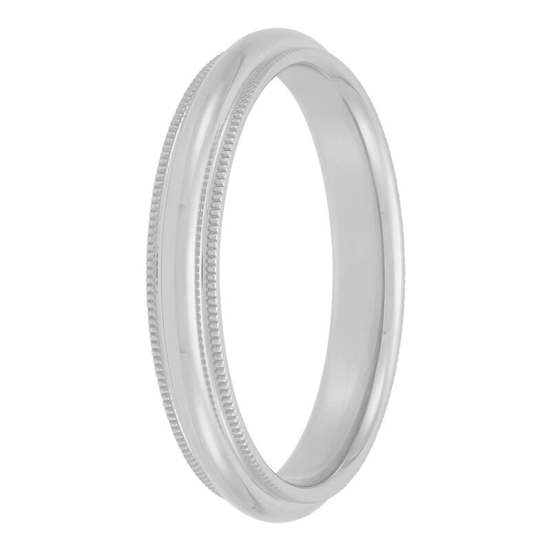 White Gold Polished Milgrain Edge Comfort Fit 3mm Band 14K image number 1