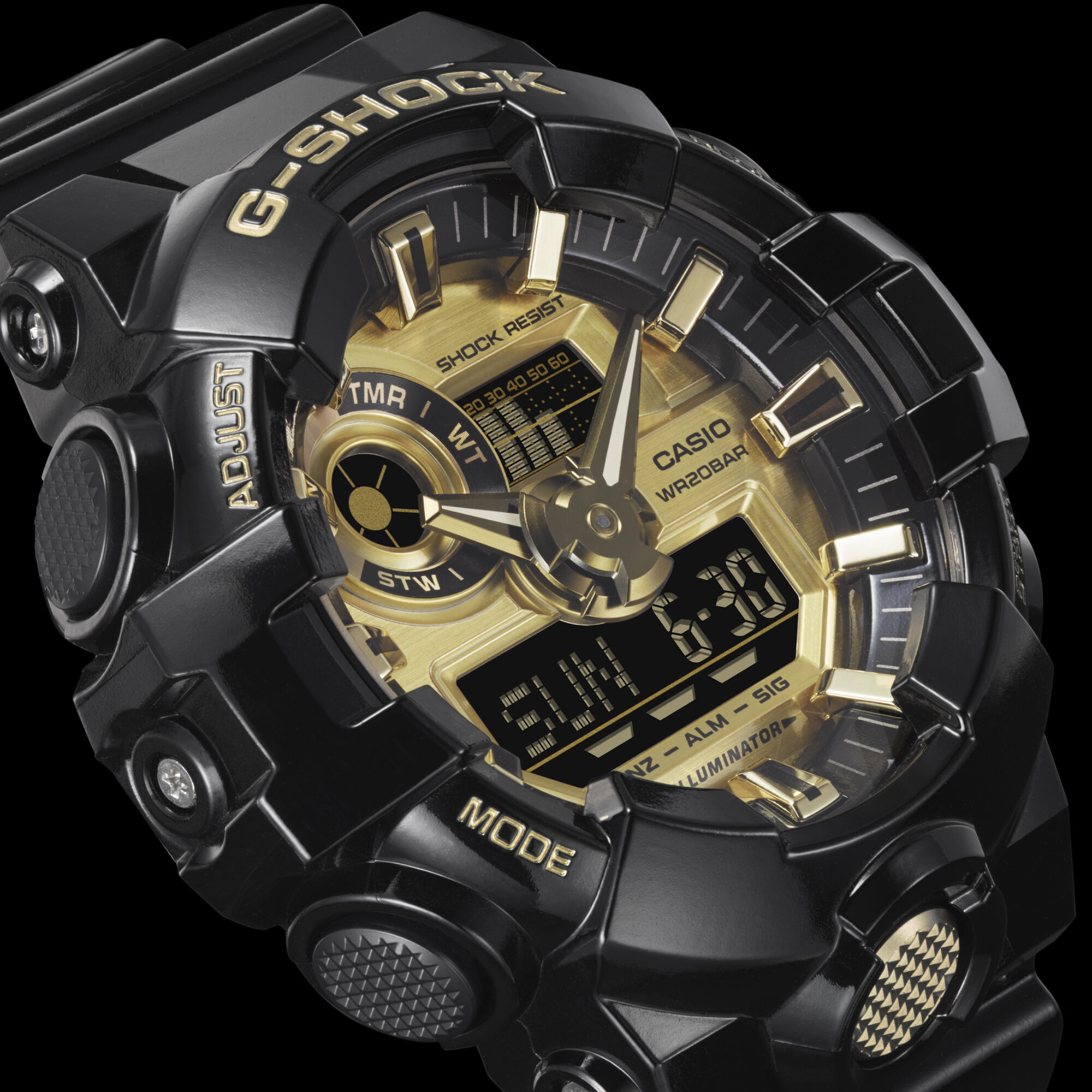 G-Shock Analog Digital Gold Tone Dial Watch, 53.4mm