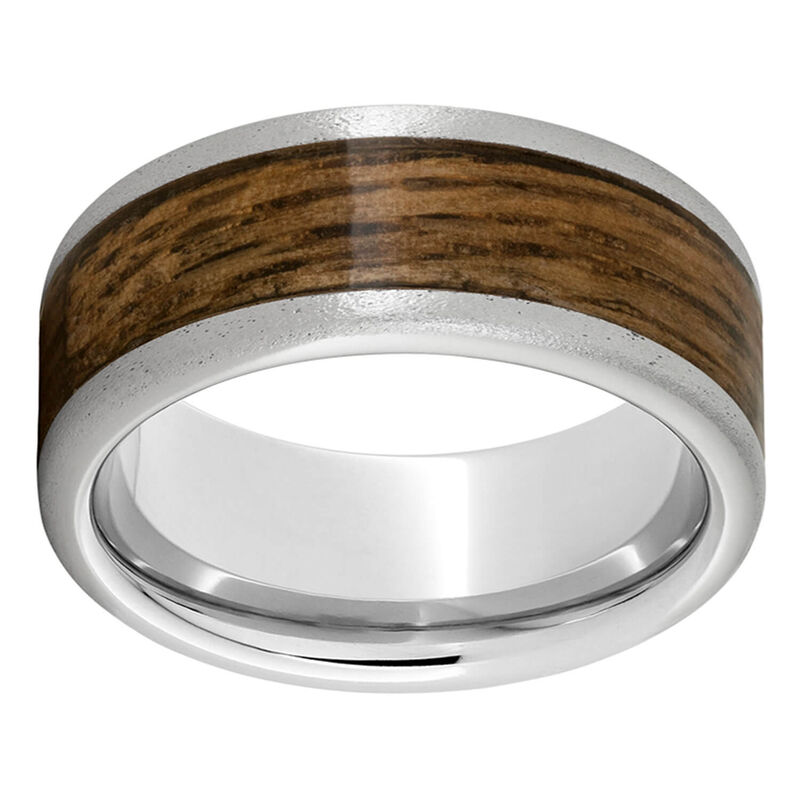 Serinium® Pipe Cut Band with Bourbon Barrel Aged™ Inlay and Stone Finish image number 0