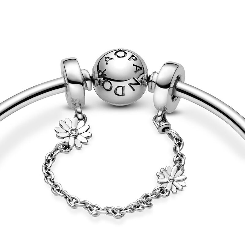 Pandora Daisy Flower CZ Safety Chain Charm image number 3