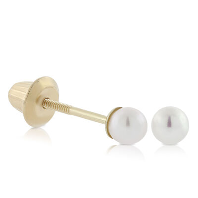 Baby Cultured Pearl Earrings 14K