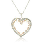 Rose Gold Two-Tone Diamond Heart Necklace 14K