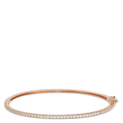 Rose Gold Diamond Bangle Bracelet 14K