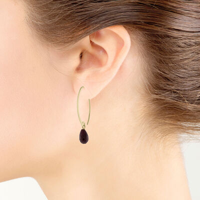 Briolette Cut Ruby Earrings 14K