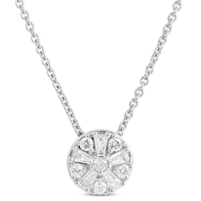 Diamond Cluster Pendant Necklace, 14K White Gold image number 0