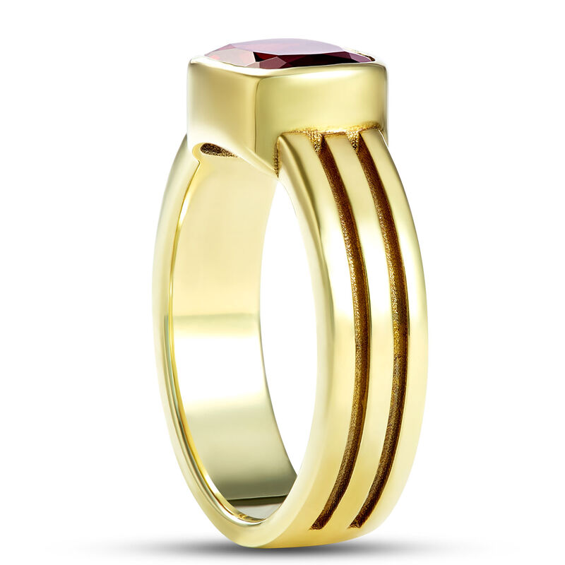 Cushion Cut Garnet Ring, 14K Yellow Gold image number 1