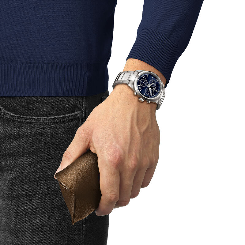 TISSOT PR 100 Chronograph Blue Dial Watch, 40mm image number 3