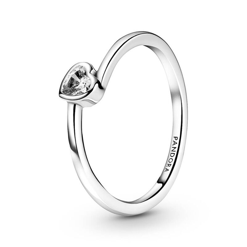Pandora Clear Tilted Heart Solitaire CZ Ring image number 0