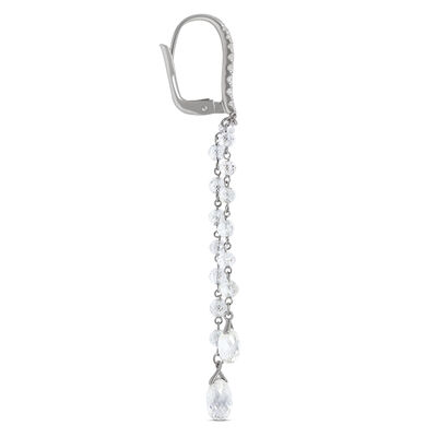 Brilliant Round Diamond Dangle Earrings, 18K White Gold