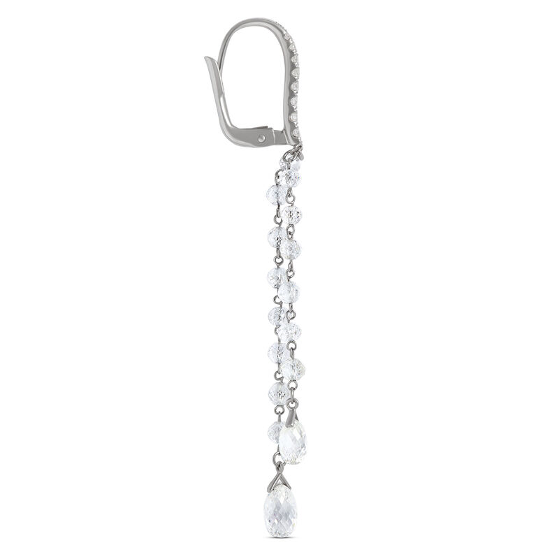 Brilliant Round Diamond Dangle Earrings, 18K White Gold image number 1
