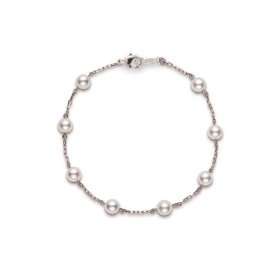 Mikimoto Akoya Cultured Pearl Station Bracelet, 18K White Gold