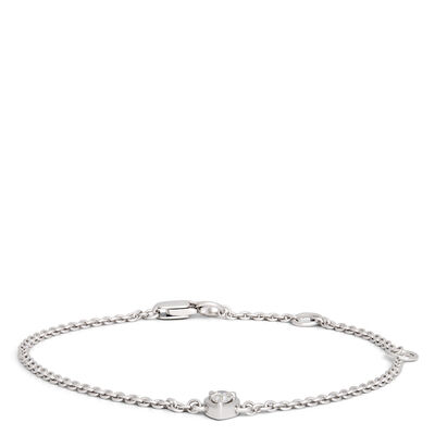Adjustable Bracelet with Pear Shaped Diamond Station, 14K White Gold