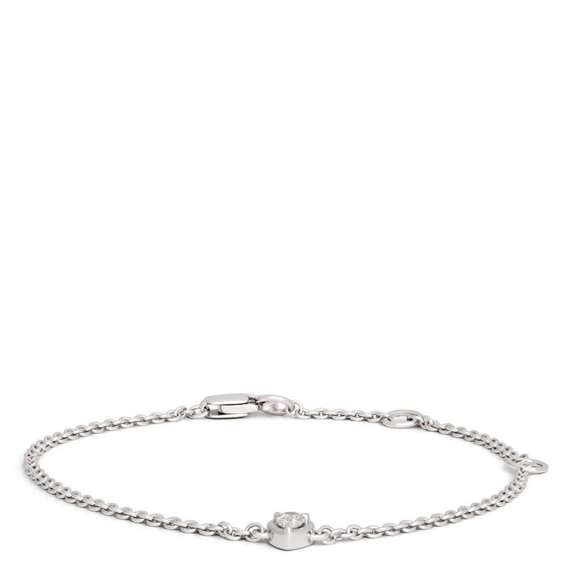 Adjustable Bracelet with Pear Shaped Diamond Station, 14K White Gold image number 1