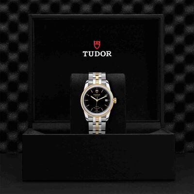 TUDOR Glamour Date Watch Black Dial Steel Bracelet, 36mm