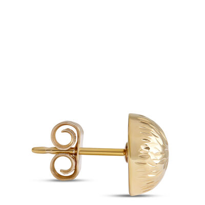 Brite Cut Button Stud Earrings, 14k Yellow Gold