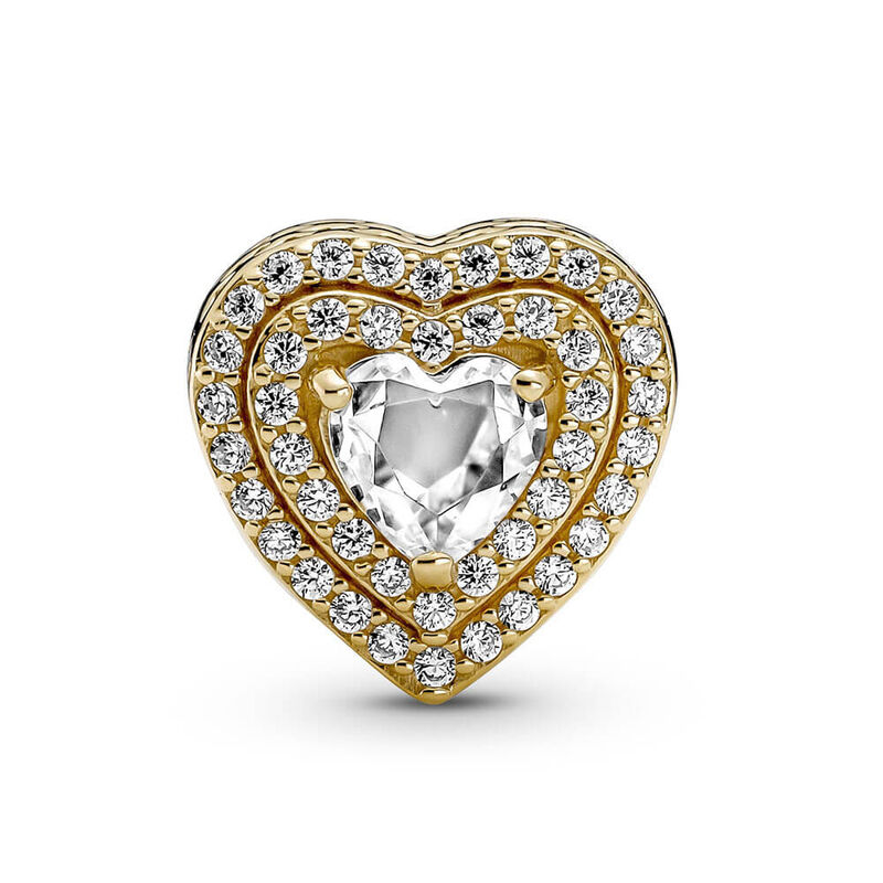 Pandora Sparkling Levelled Hearts CZ Charm 14K image number 1