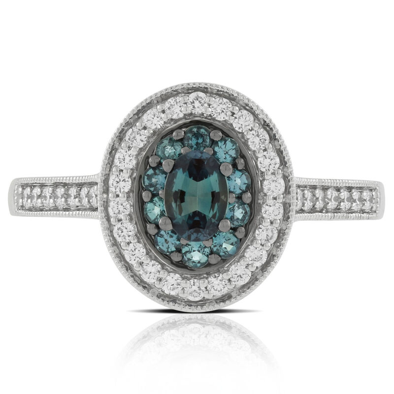 Halo Alexandrite & Diamond Ring 18K image number 2