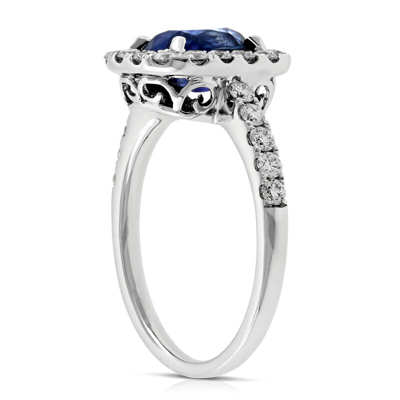 Sapphire & Diamond Halo Ring 14K image number 3