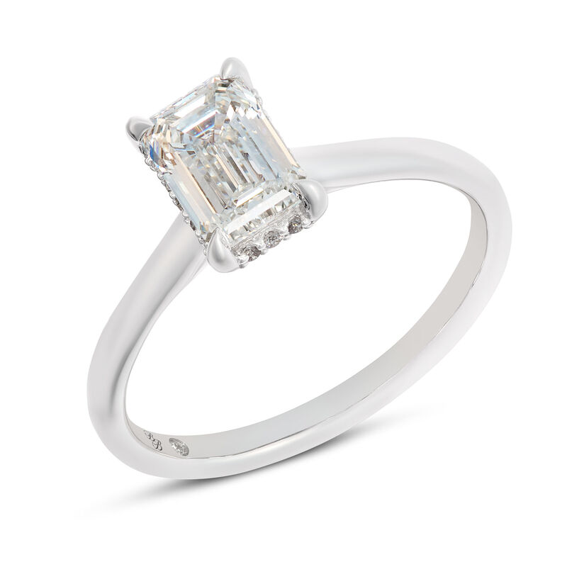 Bella Ponte Emerald Cut Diamond Engagement Ring, 14K White Gold image number 0