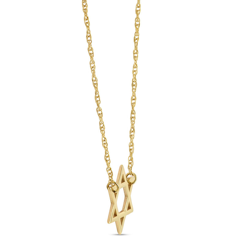 Mini Star of David Necklace, 14K Yellow Gold image number 1