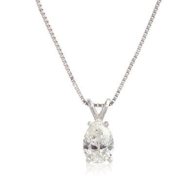 Pear Shaped Diamond Pendant, &frac12; Carat Total Weight, 14K White Gold